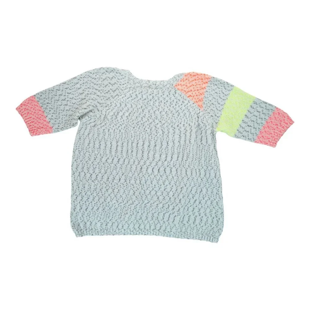 French Kyss‎ Women's Gray Knit Sweater Heart/Colorblock Print Size XL
